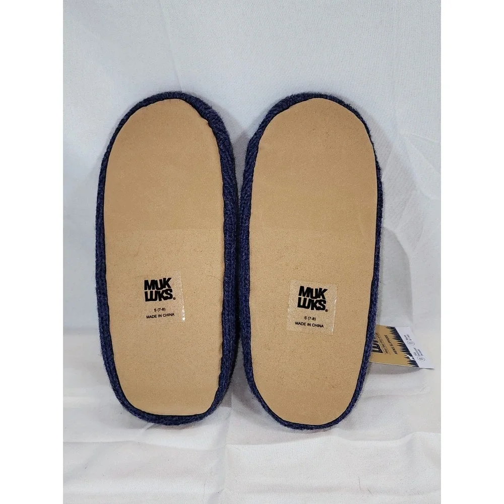 MUK LUKS Morty Ragg Wool Slipper Sock Blue Size S Small(7/8) NWT Warm & Cozy